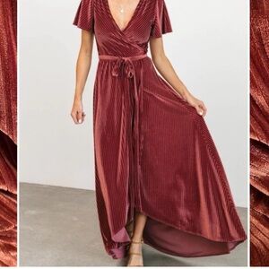 Baltic Born Pink Tie Front Flutter Sleeve Sundress